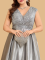 P193 Silver Embroidered Satin Gown